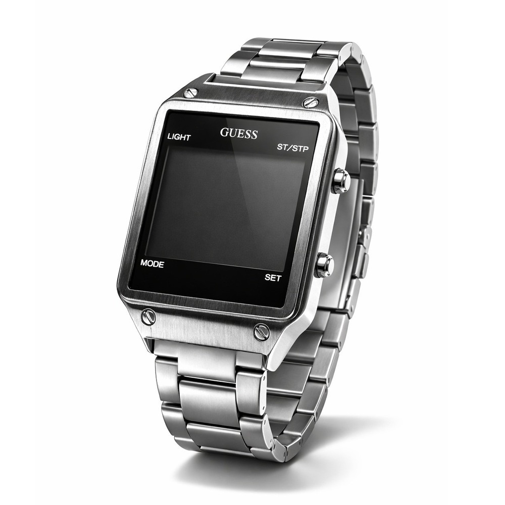 Guess Digital Stainless Steel Watch Square Black Dial U0966G1